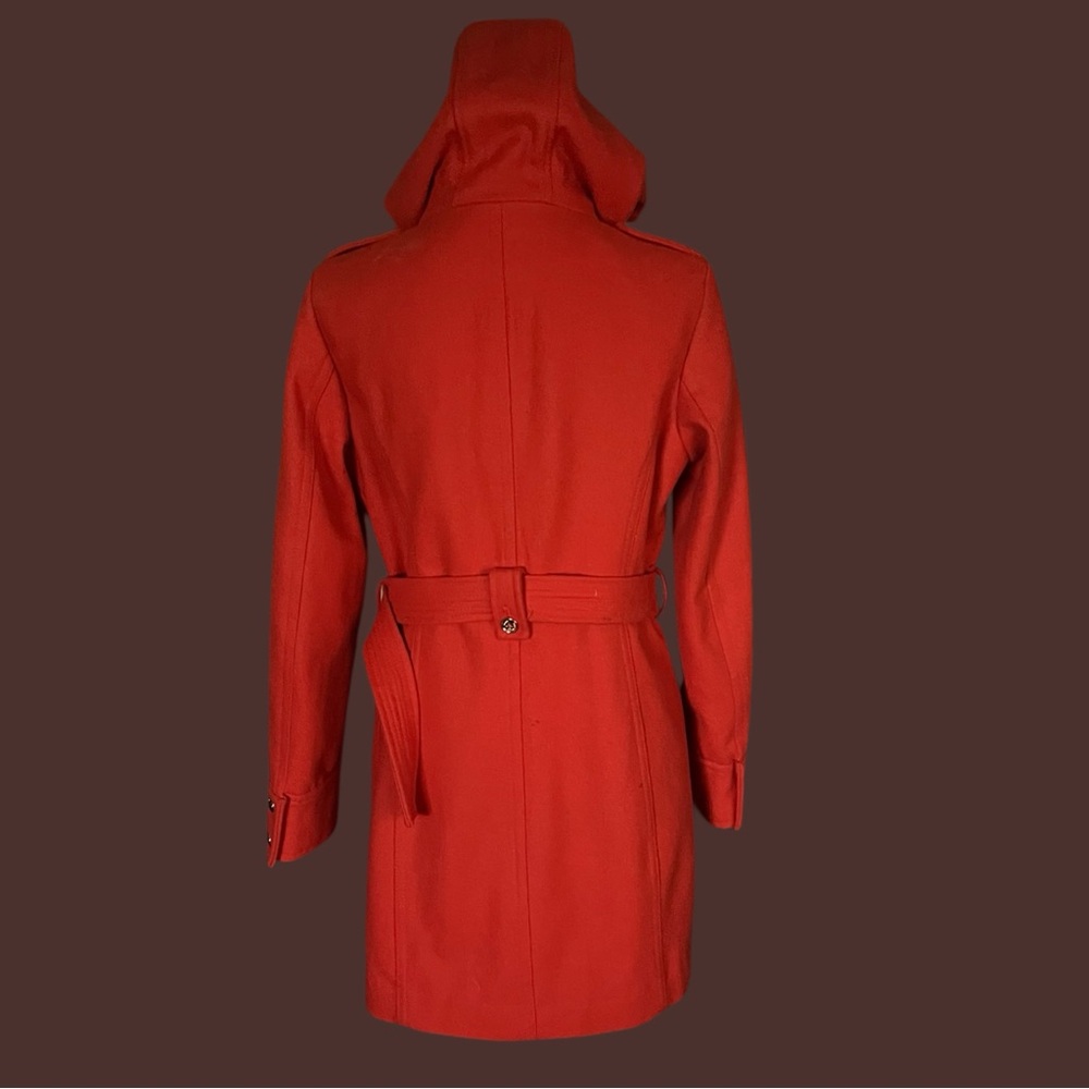 Michael Michael Kors Orange Wool Blend Hooded Belted Coat. SZ.8 - Picture 5 of 11